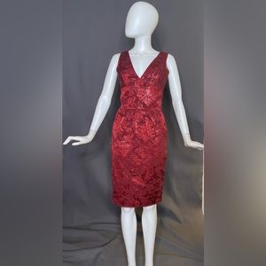 Brick red brocade Dress (36-28-38)
